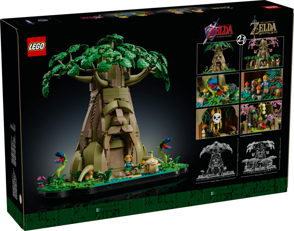 The back of the box for the Lego The Legend of Zelda Great Deku Tree 2-in-1 Set